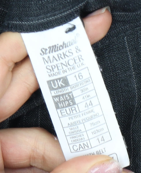 Marks and Spencer Grey Women's Striped Trousers Size 16