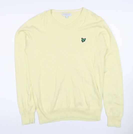Lyle & Scott Men's Yellow V-Neck Pullover Jumper S