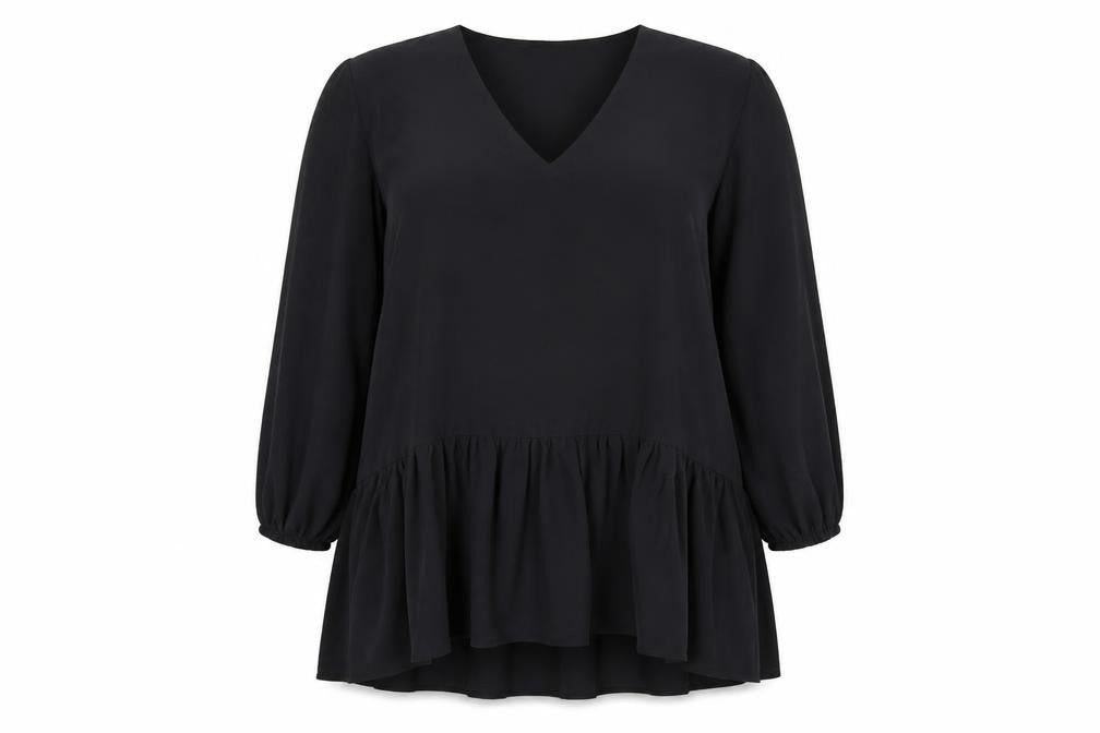 Front view of Kaleidoscope Women's Black Tunic Blouse, size 20