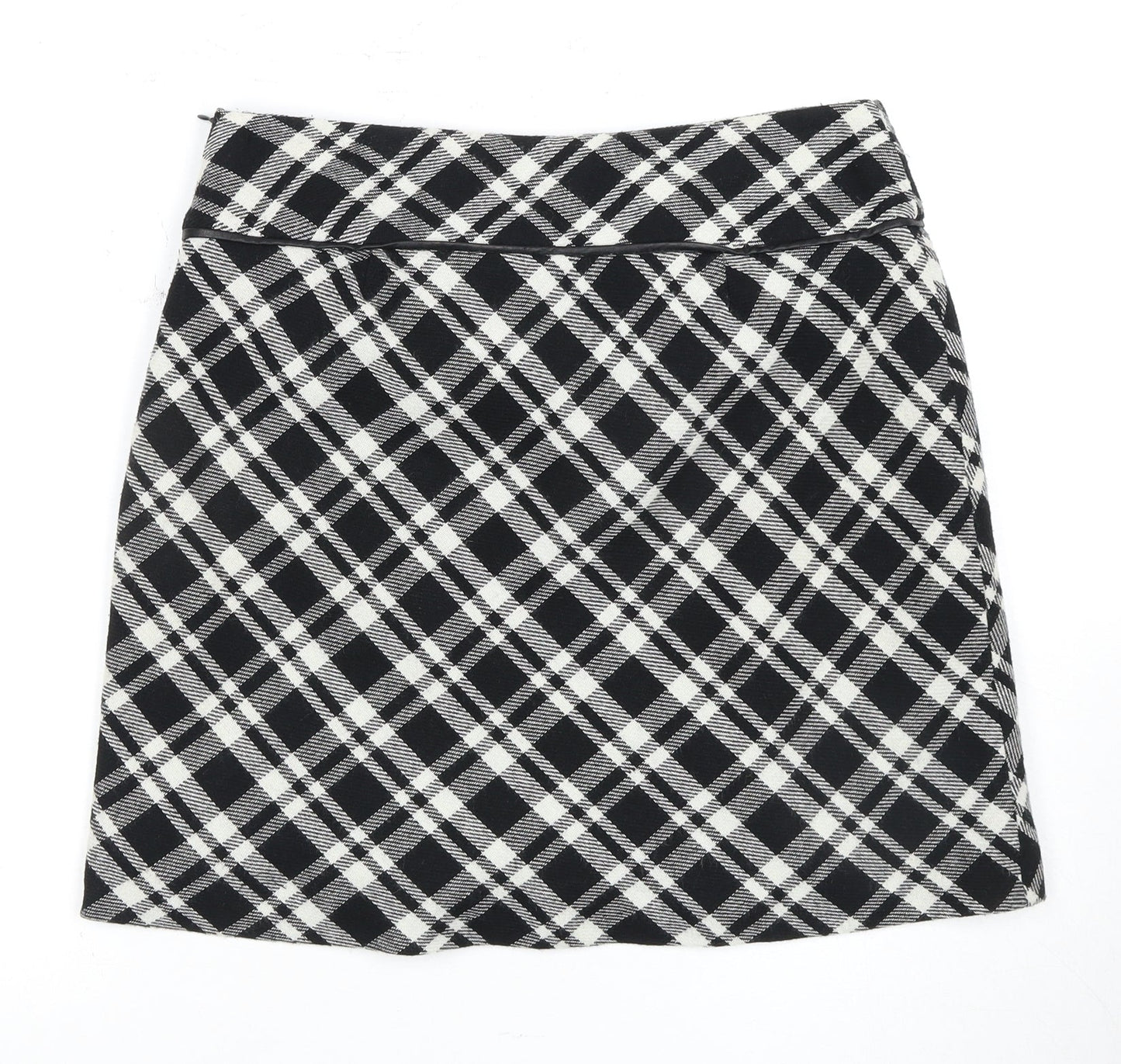 Wallis Womens Black Plaid Skirt Size 12 Pencil Style