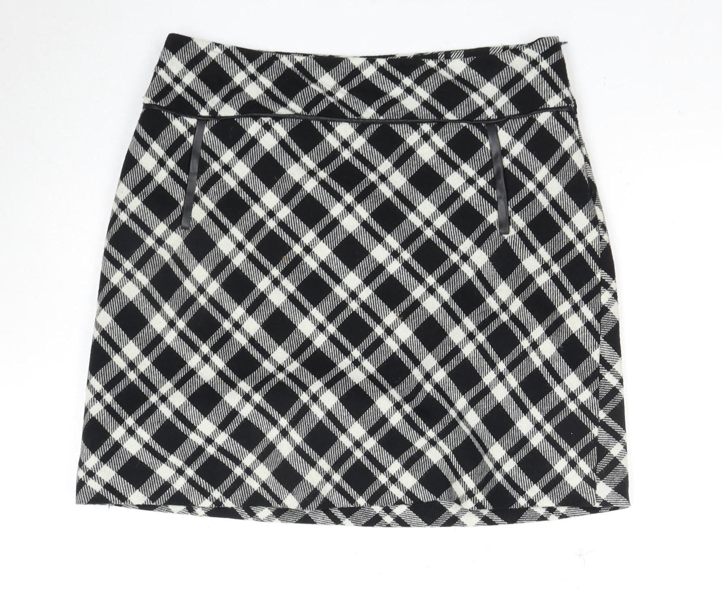 Wallis Womens Black Plaid Skirt Size 12 Pencil Style