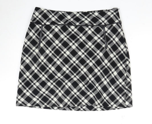 Wallis Womens Black Plaid Skirt Size 12 Pencil Style