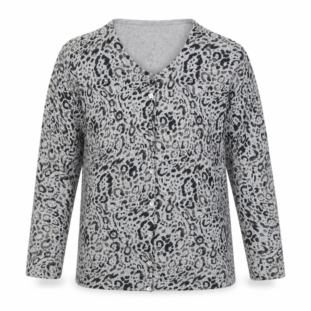 TIGI Wear Women's Grey Animal Print Cardigan Size 10