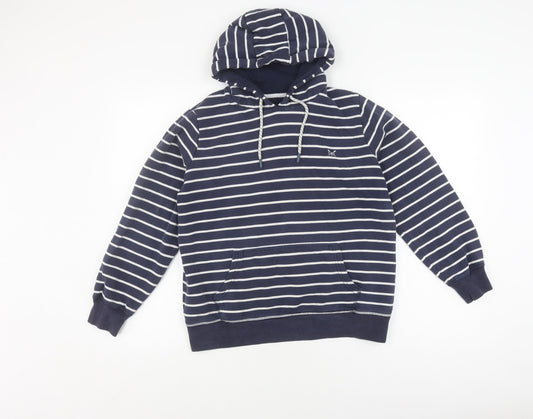 Crew Clothing Women's Blue Striped Pullover Hoodie, Size 10