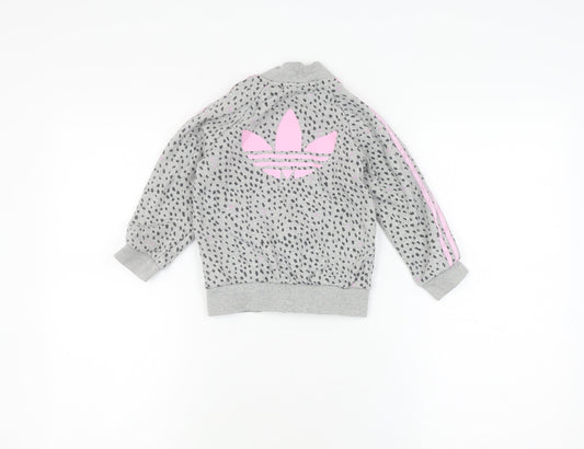 Adidas Girls Grey Bomber Jacket 2-3 Years Casual