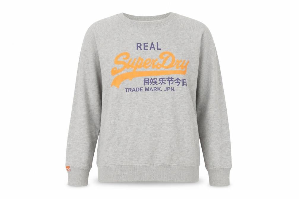 Unisex Adults UK L Regular Superdry Grey Pullover Sweatshirt