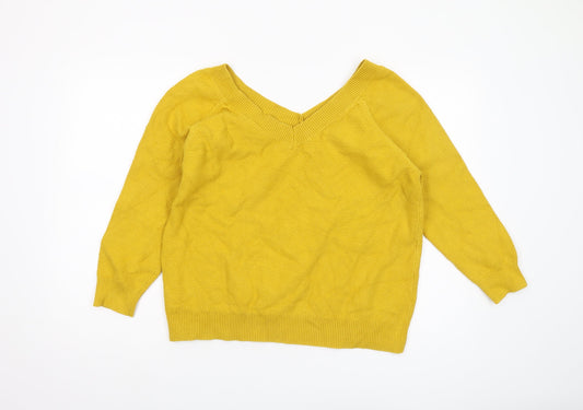 Boden Women's Yellow V-Neck Pullover Jumper Size 20