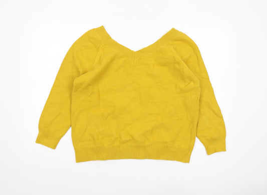 Boden Women's Yellow V-Neck Pullover Jumper Size 20