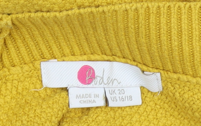 Boden Women's Yellow V-Neck Pullover Jumper Size 20