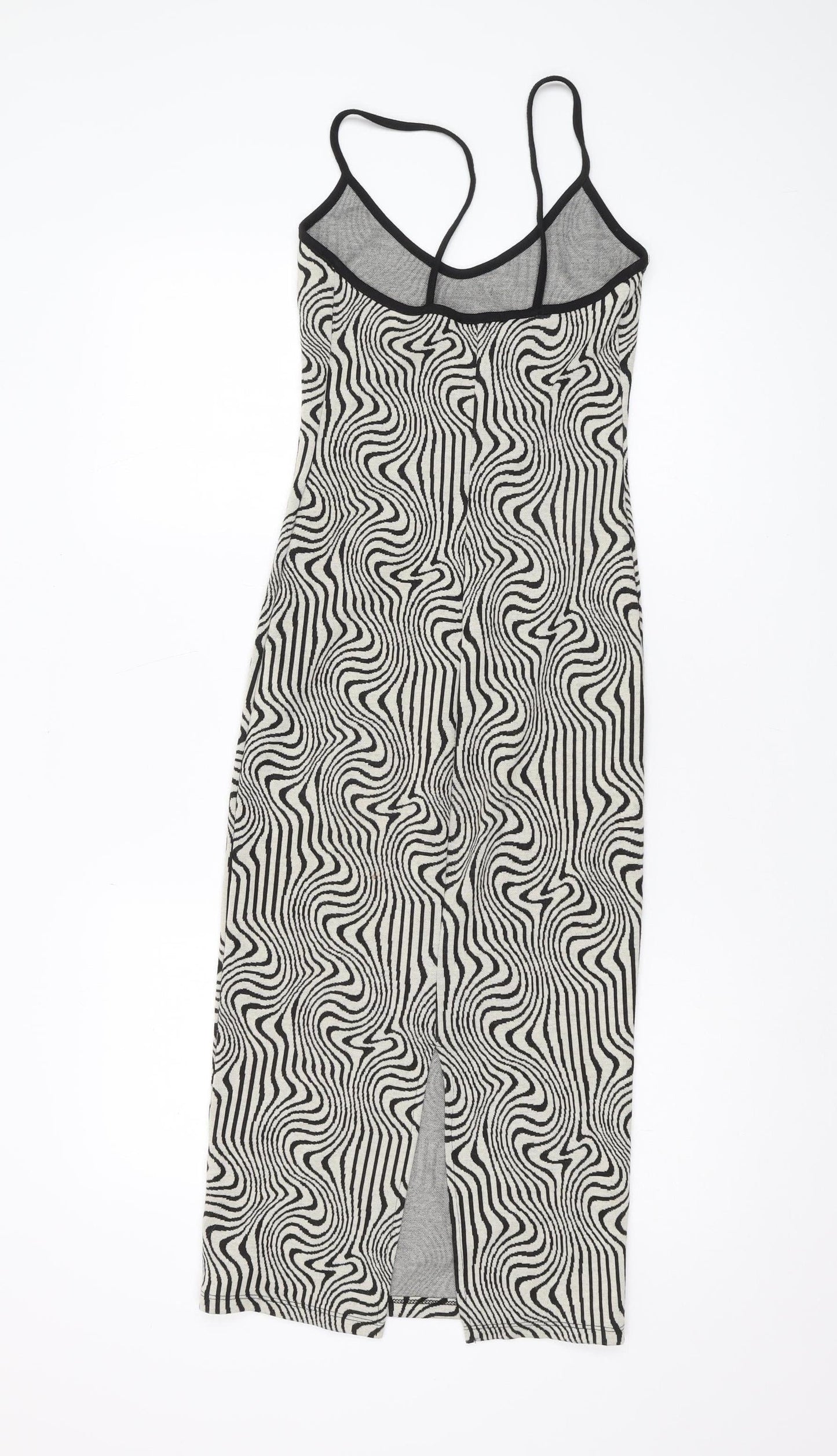 Bershka Women's Black XS Slip Dress Geometric Summer