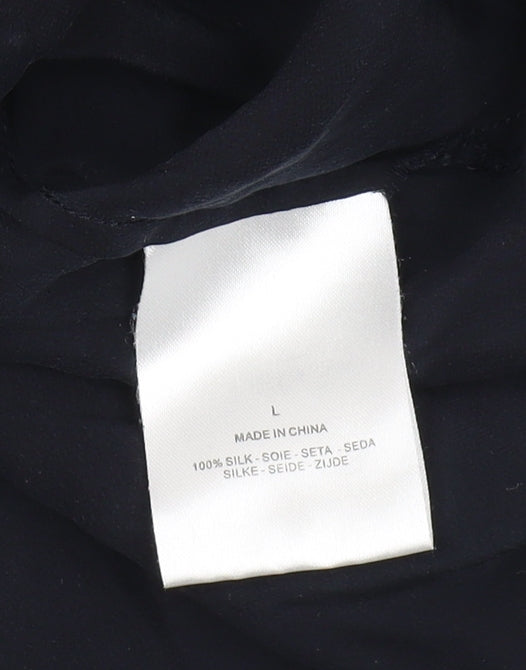 Jaeger Women's Black Silk Button-Up Shirt L