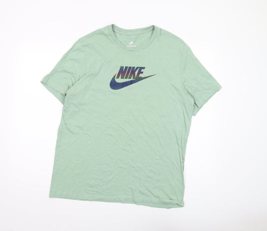 Nike Men's Green Sports T-Shirt, Size L, Logo Style