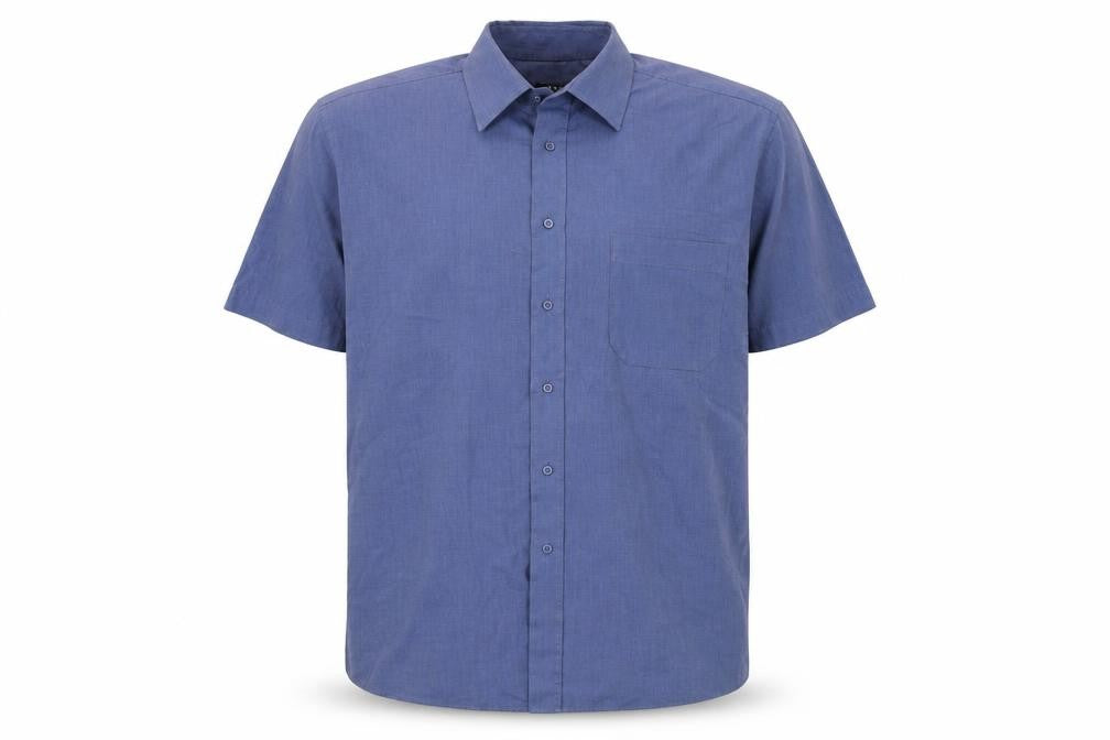 Front view of Thomas Nash Men's Blue Regular Fit Short Sleeve Shirt