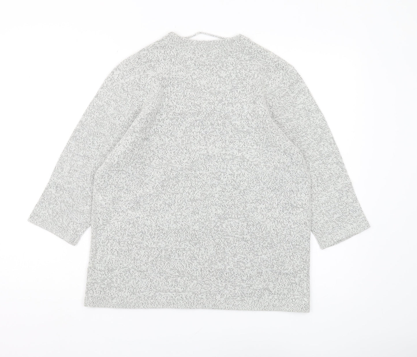 Damart Women's Grey Pullover Jumper M V-Neck 3/4 Sleeve