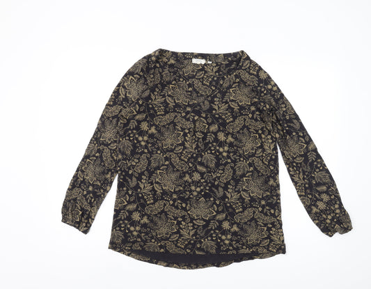 Fat Face Women's Black Floral Tunic Blouse, Size 10