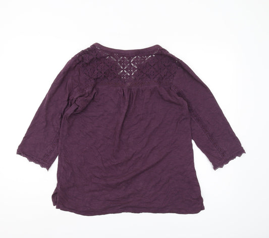Fat Face Women's Purple Lace Detail Blouse V-Neck Size 10