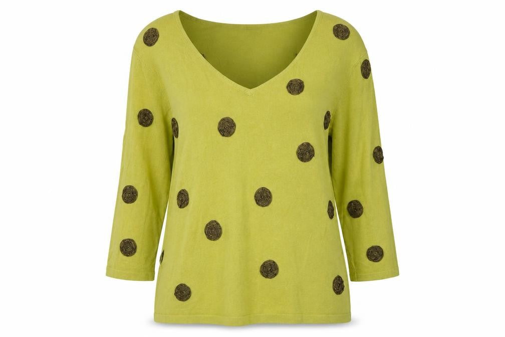Kaliko Women's Green Polka Dot V-Neck Jumper