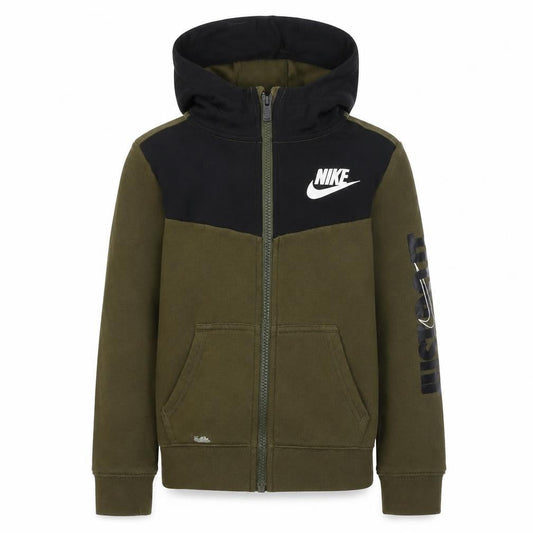 Nike Boys Green Black Full Zip Hoodie, Size 6