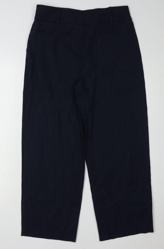 Next Women's Black Cropped Trousers, Size 10L, Elastic Waist