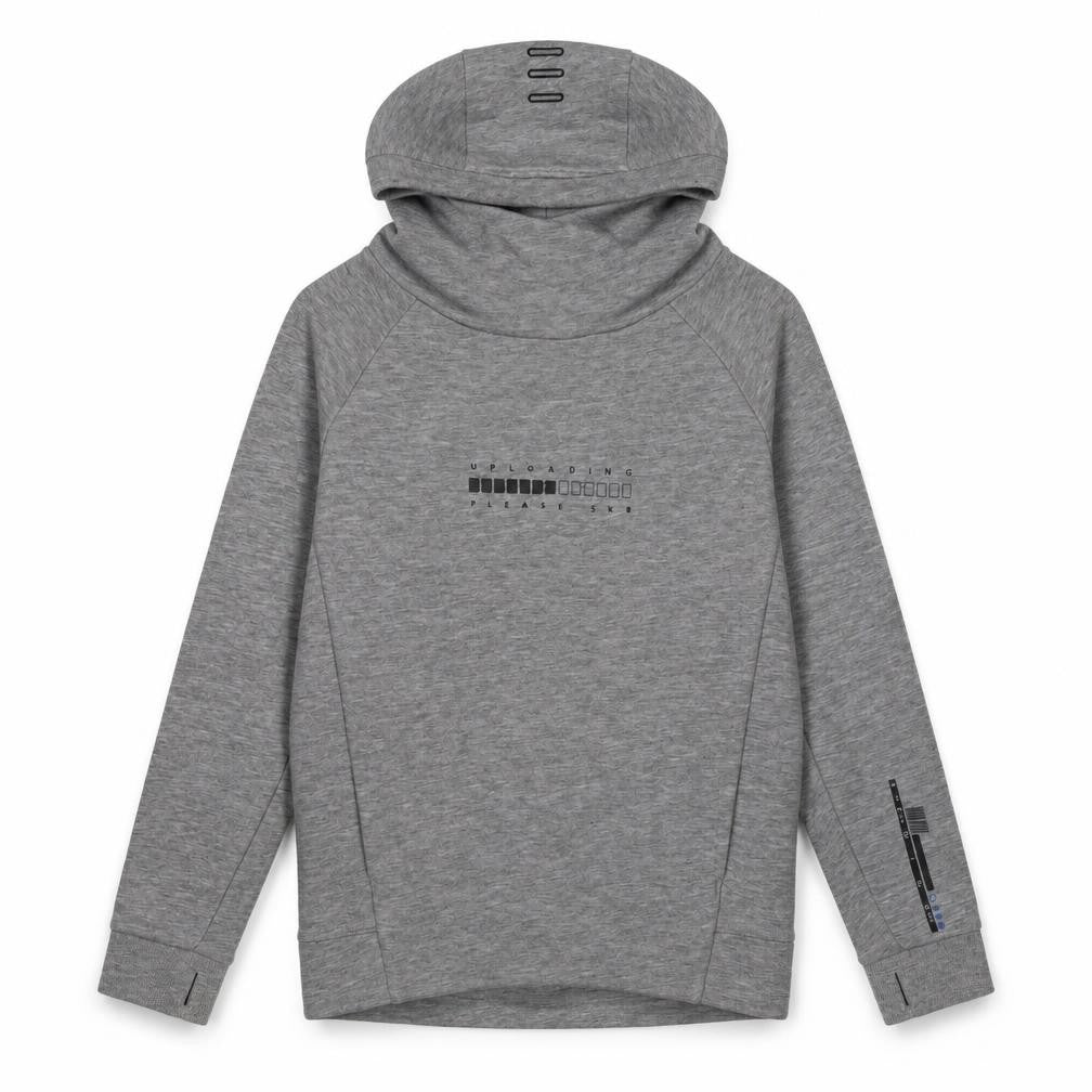 Front view of Next boys’ grey hoodie, size 9-10, graphic print, casual wear