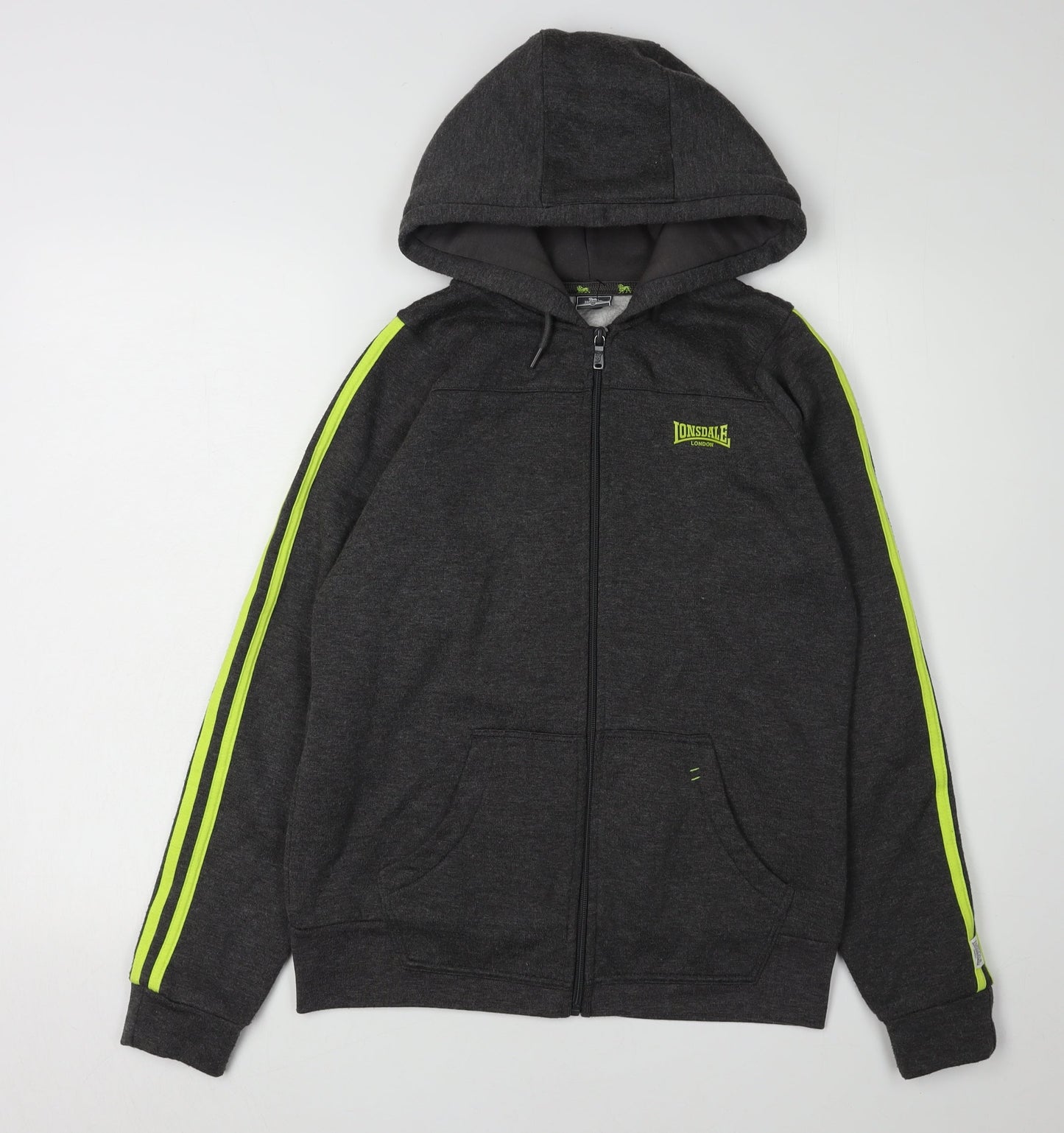 Lonsdale Unisex Grey Full Zip Hoodie Size 10