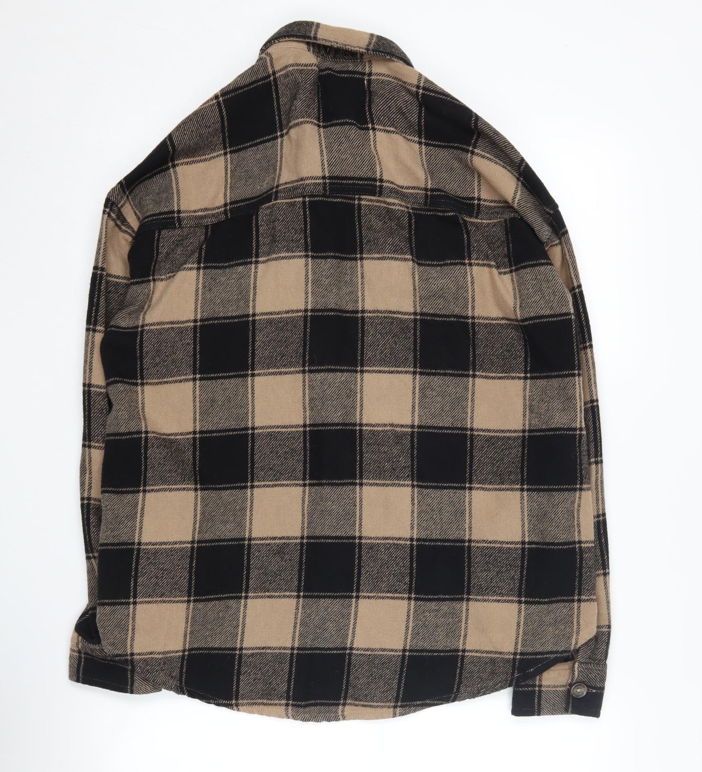 Hollister Unisex Beige Plaid Flannel Button-Up Shirt S