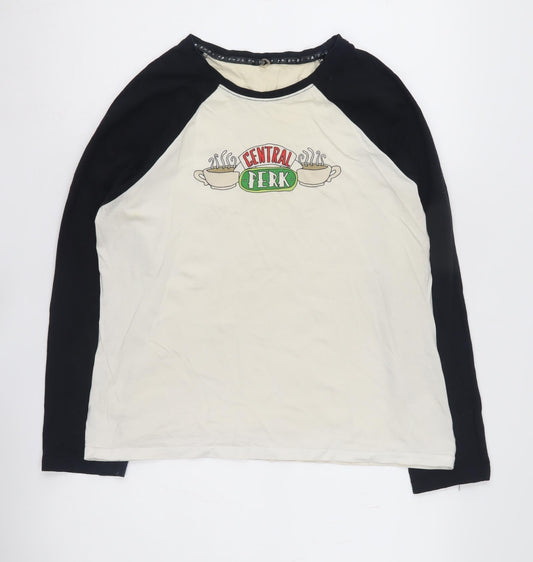 Friends Girls T-Shirt 12-14 Yrs Black Ivory Central Perk Long Sleeve