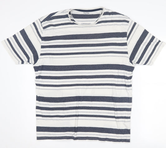 James Pringle Men's XL Striped T-Shirt Blue White