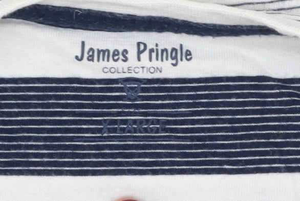 James Pringle Men's XL Striped T-Shirt Blue White