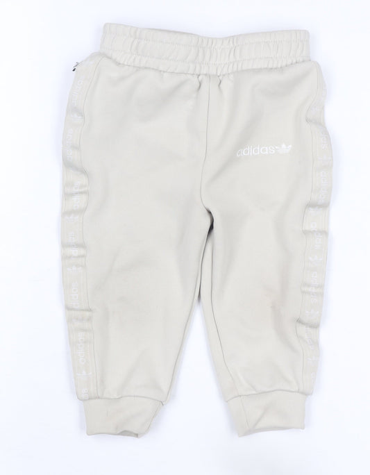 Adidas Unisex Baby Beige Joggers 12-18 Months