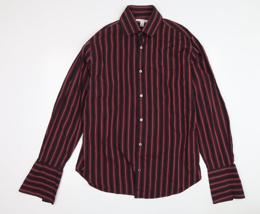 Banana Republic Men's Red Striped Dress Shirt L