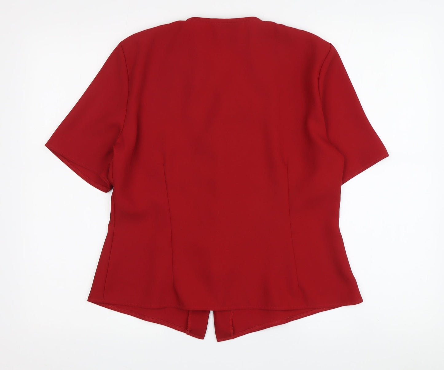 Berkertex Women's Red Blouse Size 12 Casual Embroidered