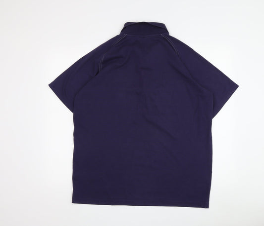 City Men's Blue Polo Shirt L Solid Sporty