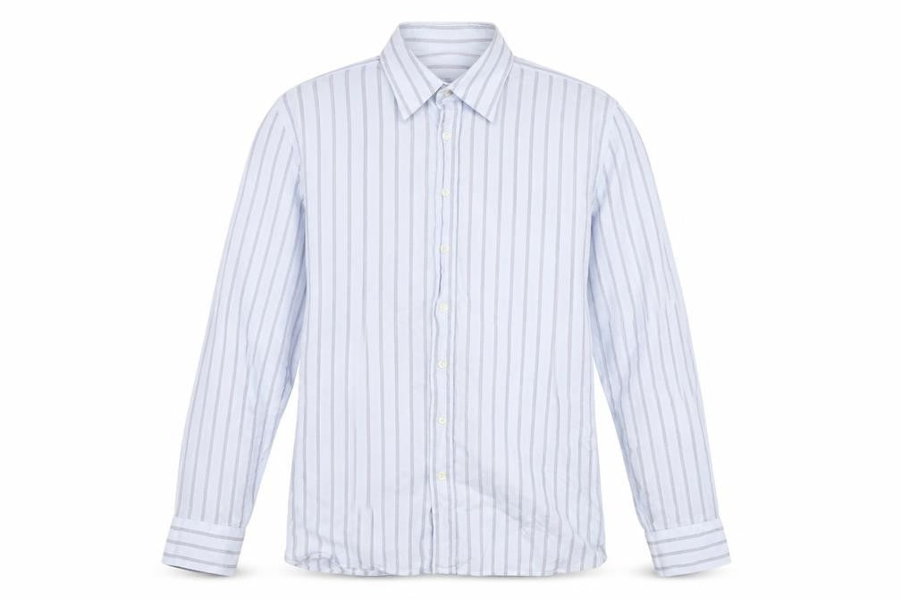Marks and Spencer Men's Blue Striped Dress Shirt L