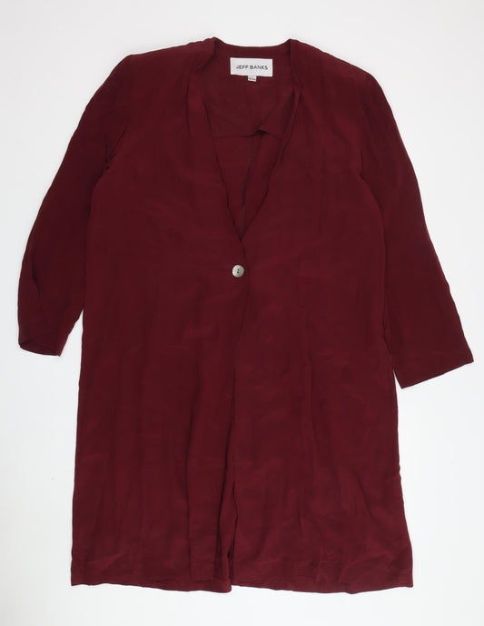 Jeff Banks Women's Red Long Silk Jacket Size 8