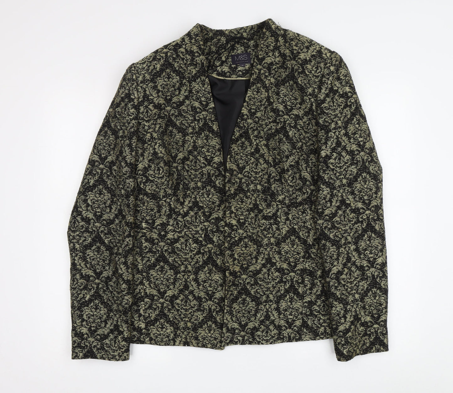 Marks and Spencer Women's Floral Blazer Gold & Black Size 12