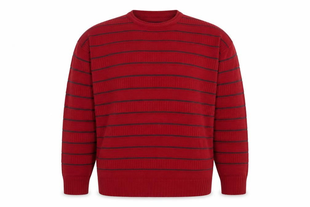 Marks and Spencer Men's Red Striped Knit Jumper S