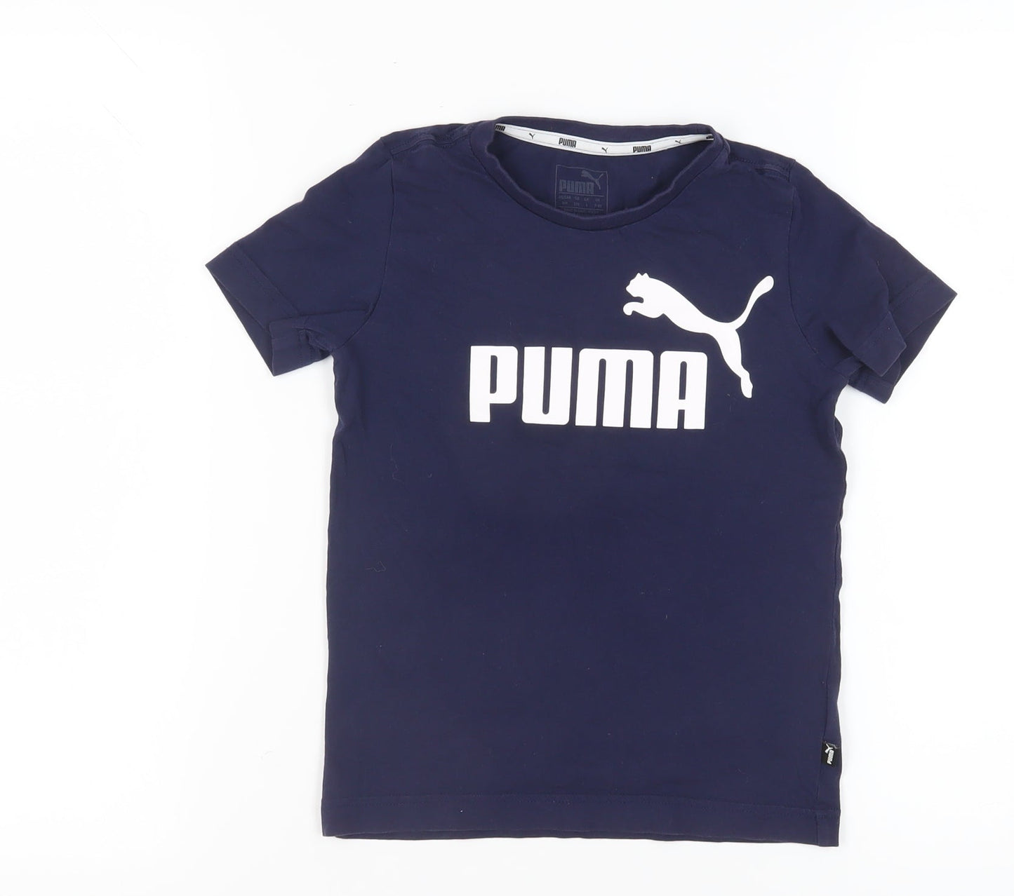 Puma Blue Unisex Kids T-Shirt, 2-3 Years - Sporty Logo Design
