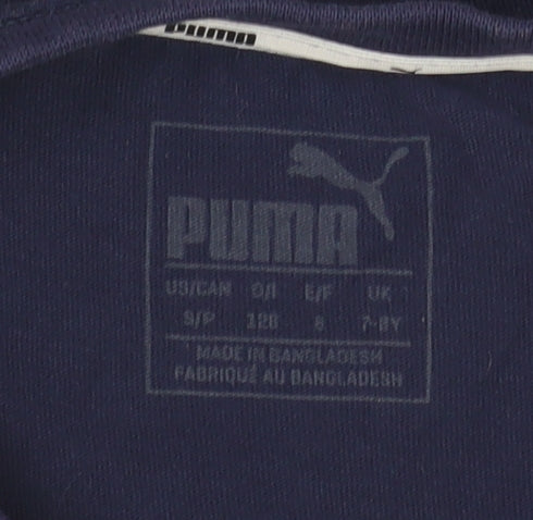 Puma Blue Unisex Kids T-Shirt, 2-3 Years - Sporty Logo Design