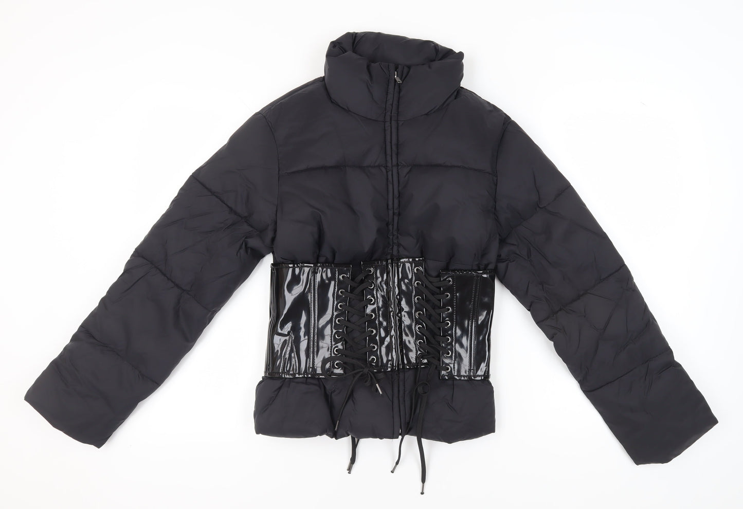 ASOS Women's Black Puffer Jacket, Size 8, Winter Style