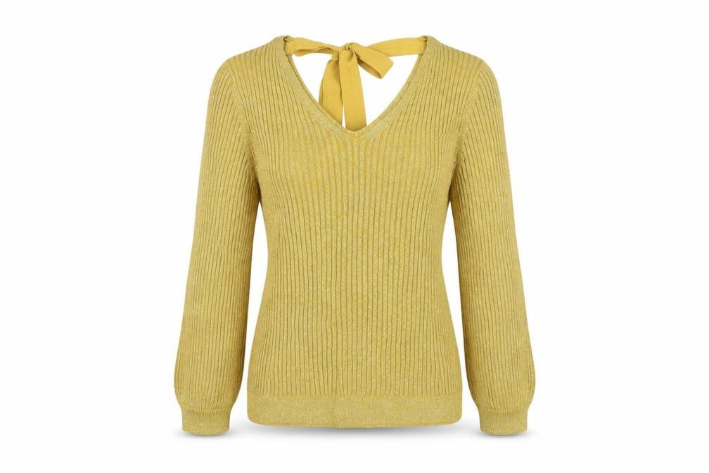 Marks and Spencer Yellow V-Neck Pullover Jumper Women Size 14
