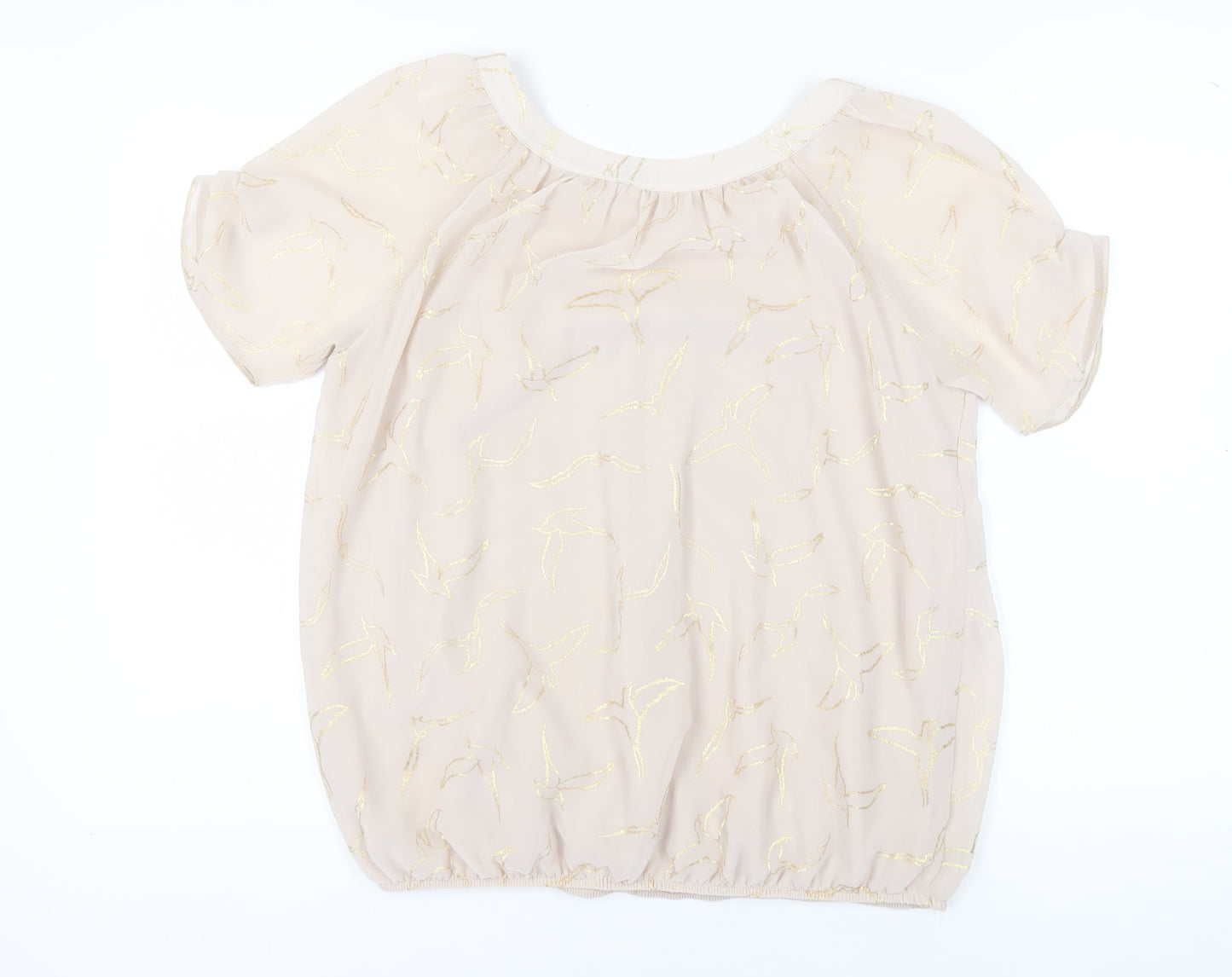 Wallis Women's Beige Blouse, Size 14, Short Sleeve, Chiffon