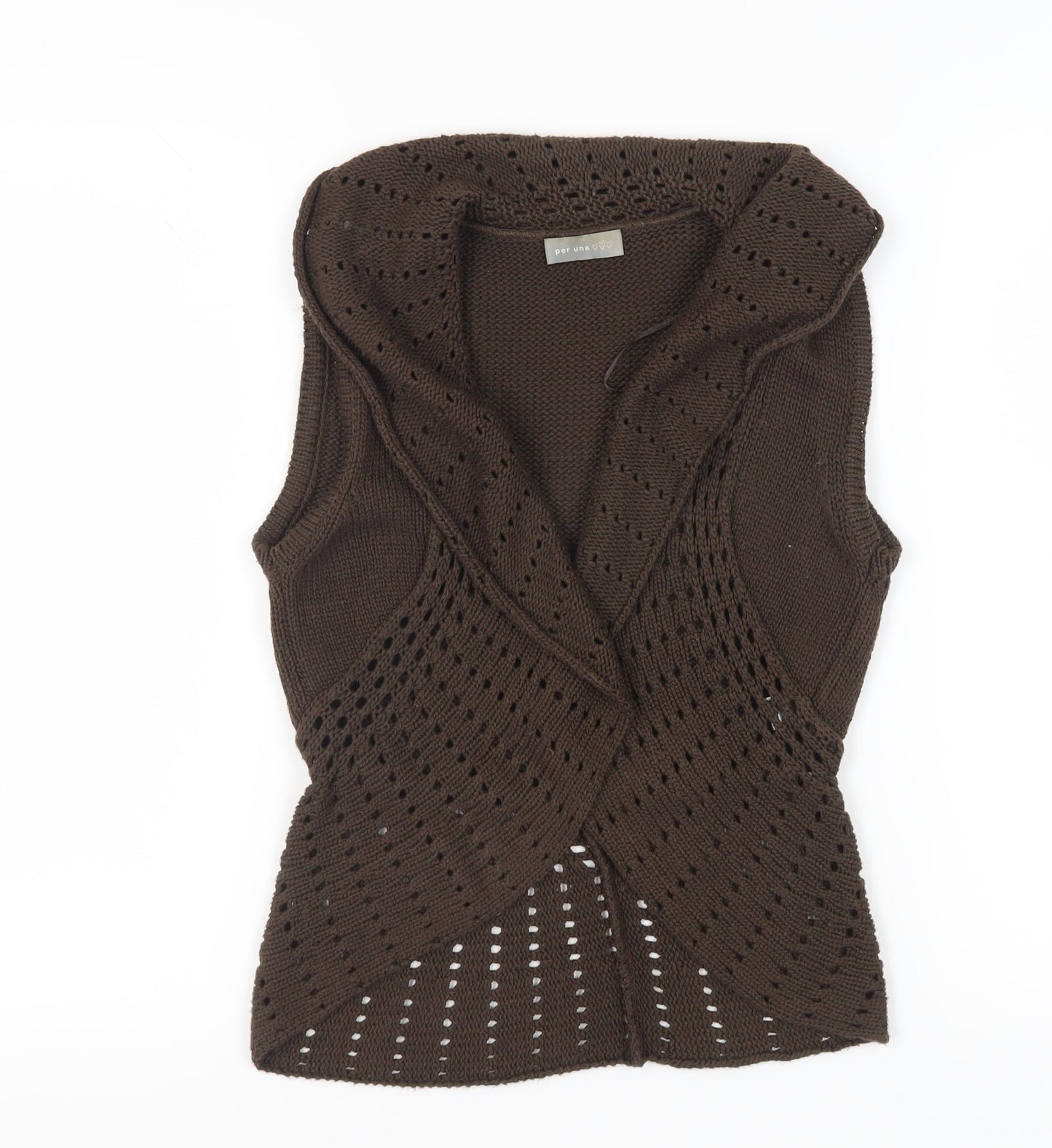Per Una Women's Brown Open-Knit Vest Jumper M