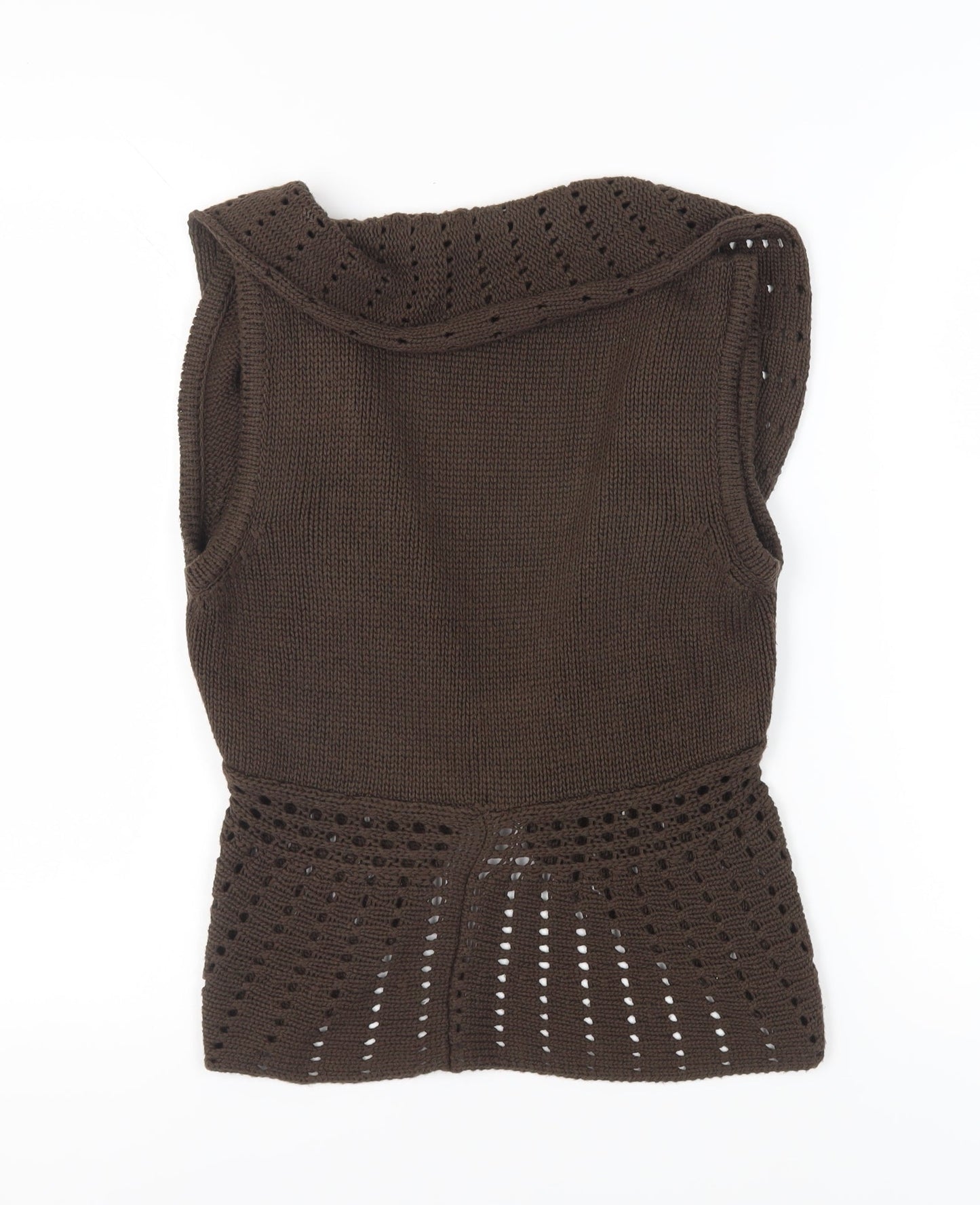 Per Una Women's Brown Open-Knit Vest Jumper M