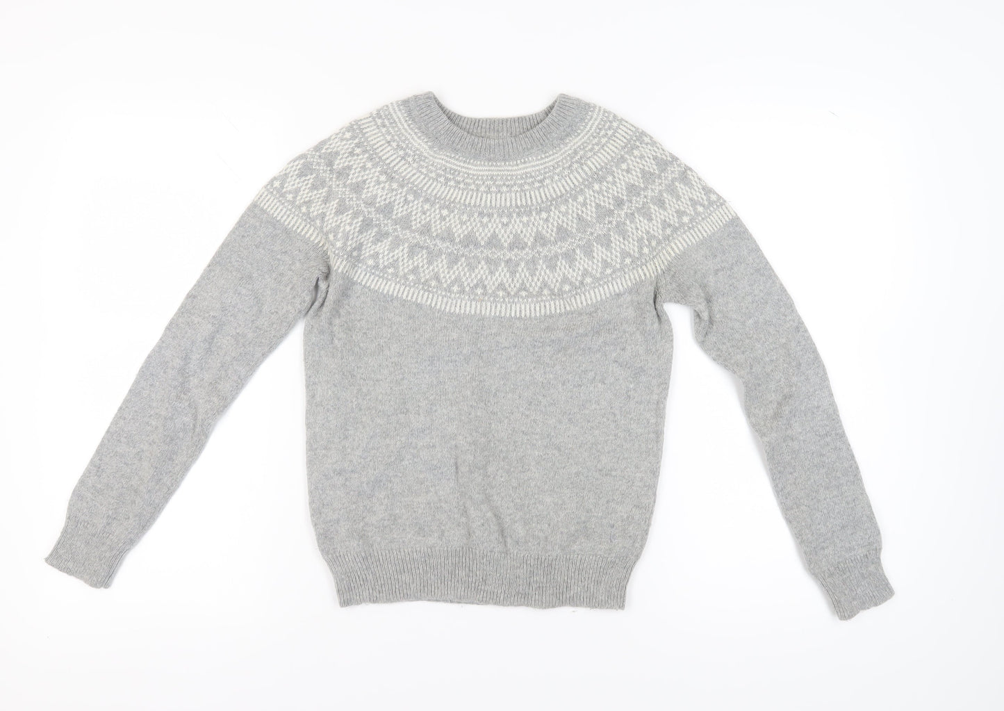 Jack Wills Women's Grey Fair Isle Pullover Jumper Size 8
