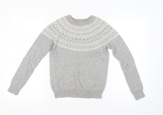 Jack Wills Women's Grey Fair Isle Pullover Jumper Size 8