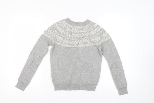 Jack Wills Women's Grey Fair Isle Pullover Jumper Size 8