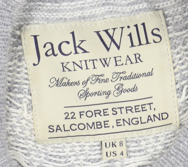 Jack Wills Women's Grey Fair Isle Pullover Jumper Size 8