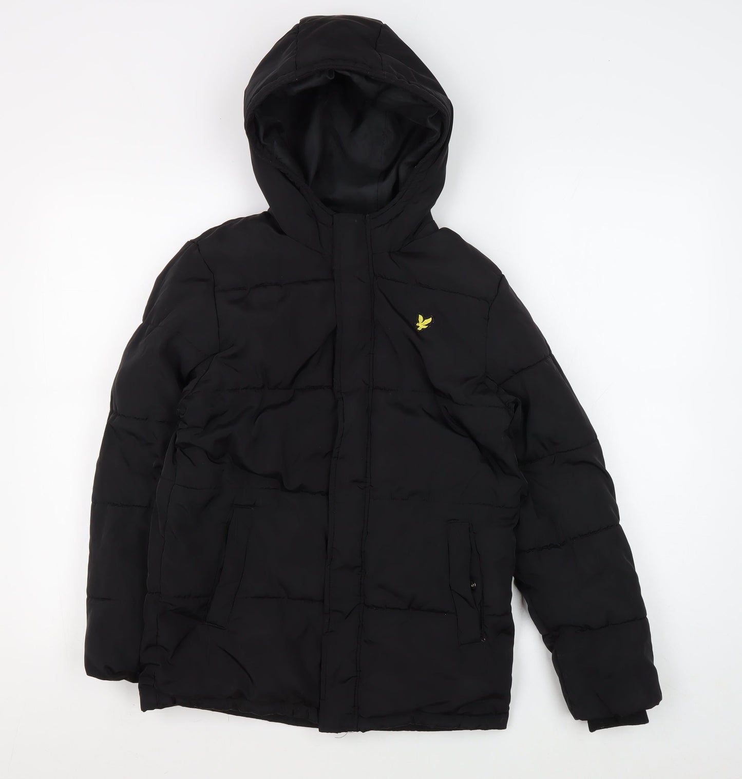 Lyle & Scott Boys Black Puffer Jacket 9-10 Years Hooded
