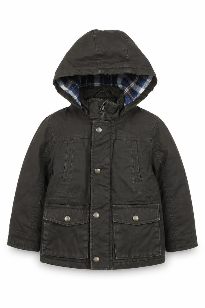 Front view of Marks & Spencer boys’ green parka jacket 2-3 years